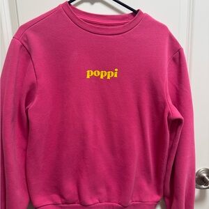 Target Pink 'poppi' Embroidered Sweatshirt with Yellow Logo